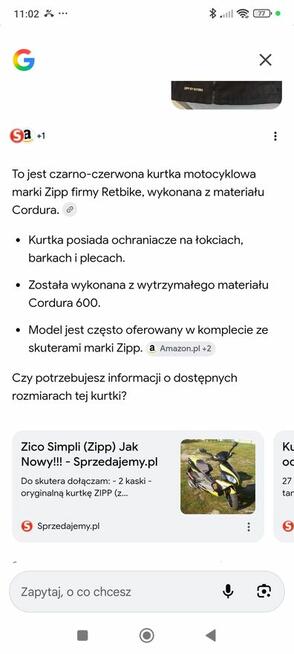 Kurtka na skuter