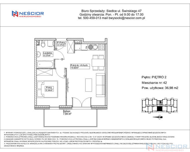 Nowe mieszkanie 2 pokoje 37m² balkon Siedlce