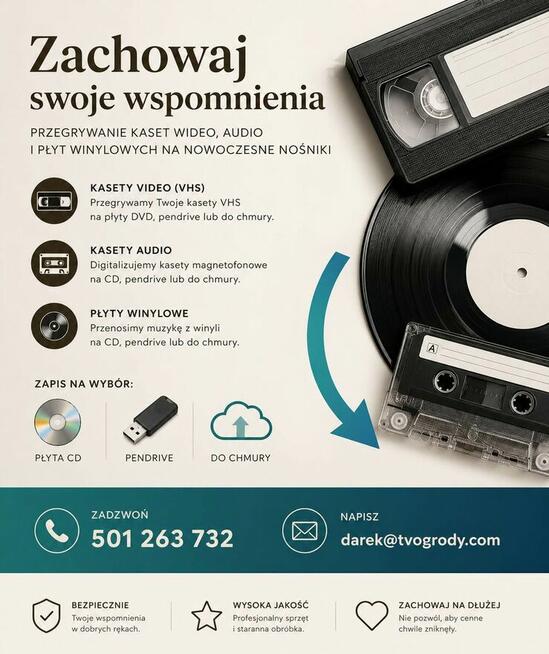 Przegrywanie kaset: VHS, SVHS, VHSC, Mini DV, HI8 na DVD