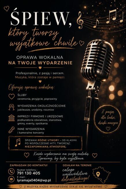Oprawa wokalna ślubów i wydarzeń | Śpiew na żywo | Woj. doln