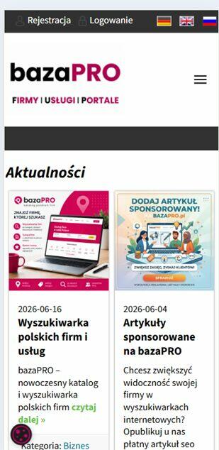 Artykuły sponsorowane, banery, wizytówka firmy