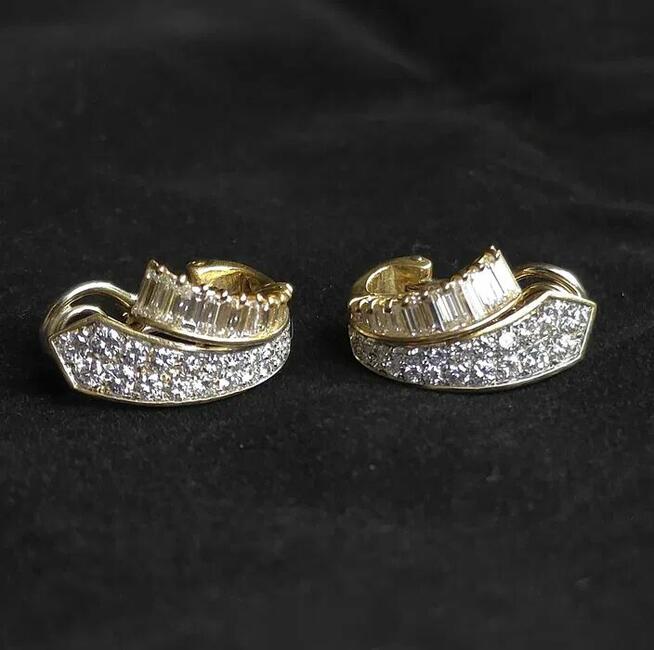 Ekskluzywne Złote Kolczyki Vintage 18K z Diamentami 3,70 ct