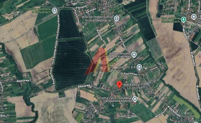 Działka budowlana Więckowice gm. Zabierzów, Ogrodowa