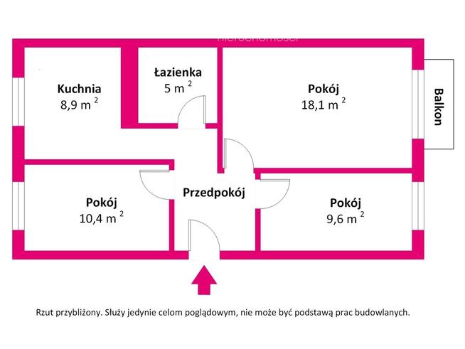 Mieszkanie 57,70 m², 3 pokoje, ul. Mikiewicza
