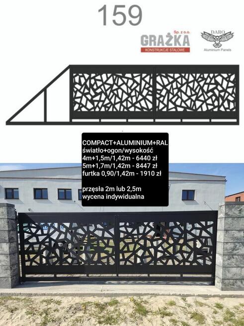 Brama przesuwna 400x142cm ocynk+RAL, 4m,4,5m, 6m, 6,7m,7,5m