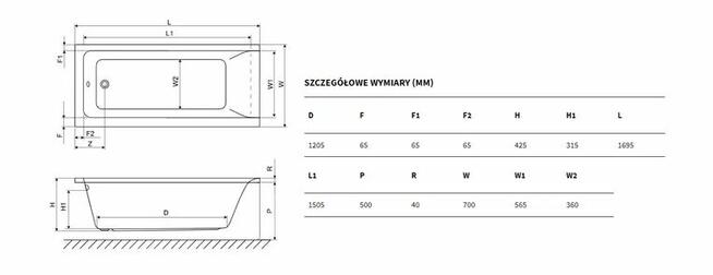 Nowa wanna Excellent Savia 170x70 biała do zabudowy