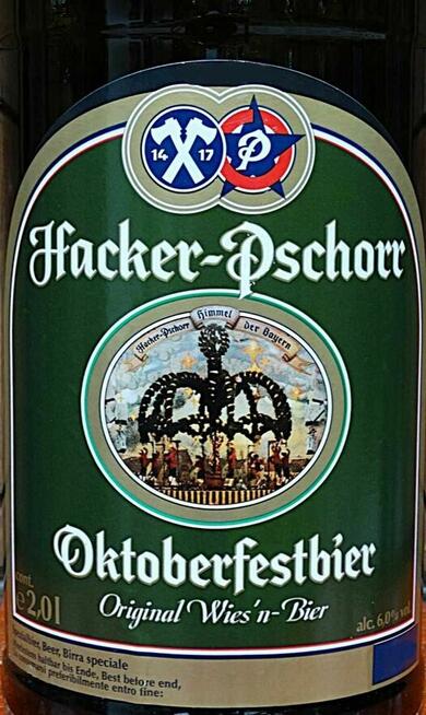 Duża butelka piwa HACKER PSCHORR krachla Oktoberfest poj 2l.