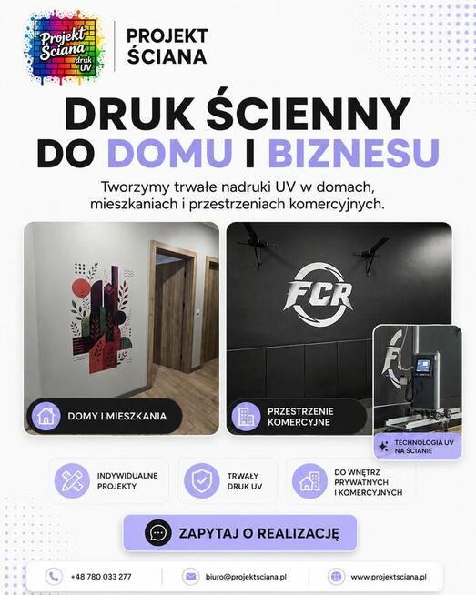 Druk ścienny UV logo reklama branding dekoracje