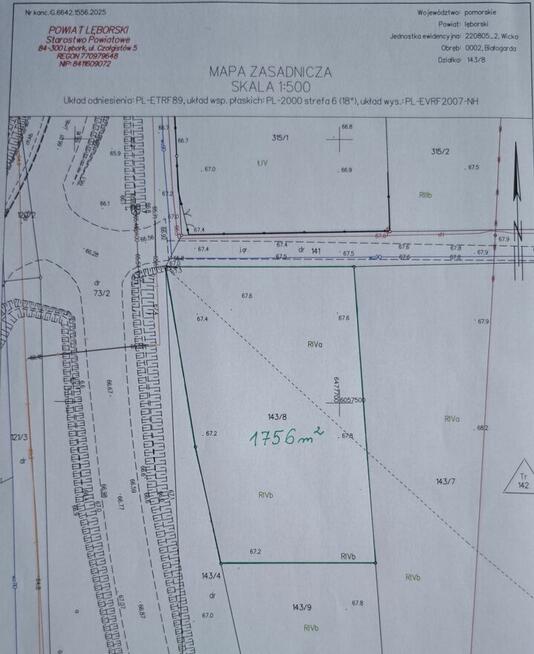 Działka 1756m² Białogarda
