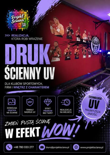 Druk ścienny UV logo reklama branding dekoracje
