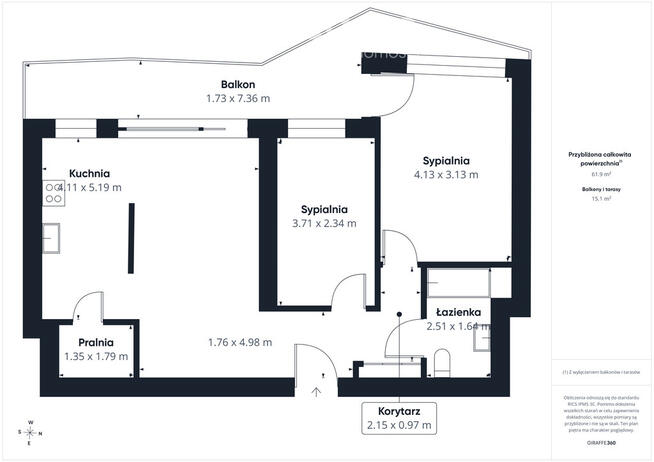 Nova Ozimska, Apartament 3 pokoje 64m2