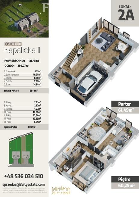 Bliźniak 121 m2 na działce 399,07 m2 - Kokoszki
