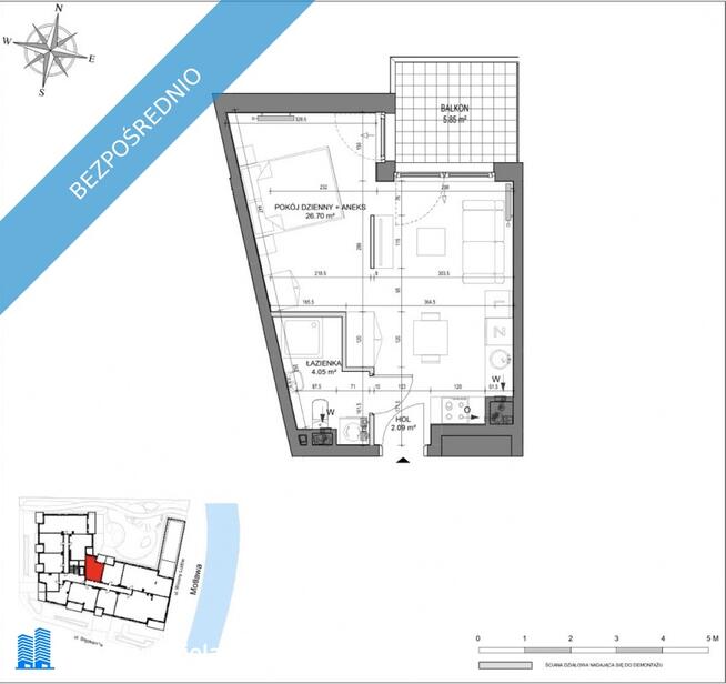 33 m2 Gdańsk Śródmieście, widok na Motławę, inwestycja Kapitanat - For sale comfortable studio apart