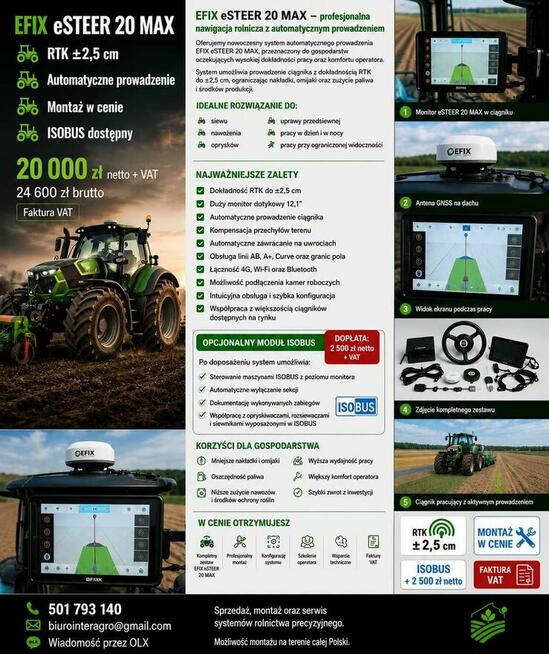 Nawigacja GPS RTK do ciągnika – dokładność 2,5 cm