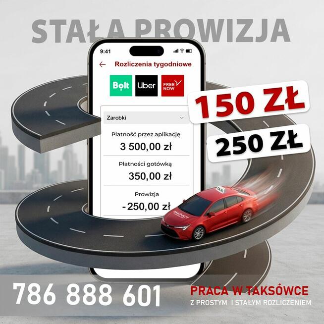 Praca jako kierowca Uber / Bolt / FreeNow | Wynajem aut