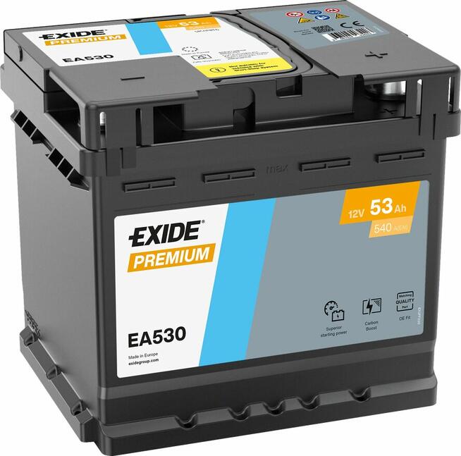 Akumulator 53Ah 540A Exide Premium EA530 PRAWY PLUS