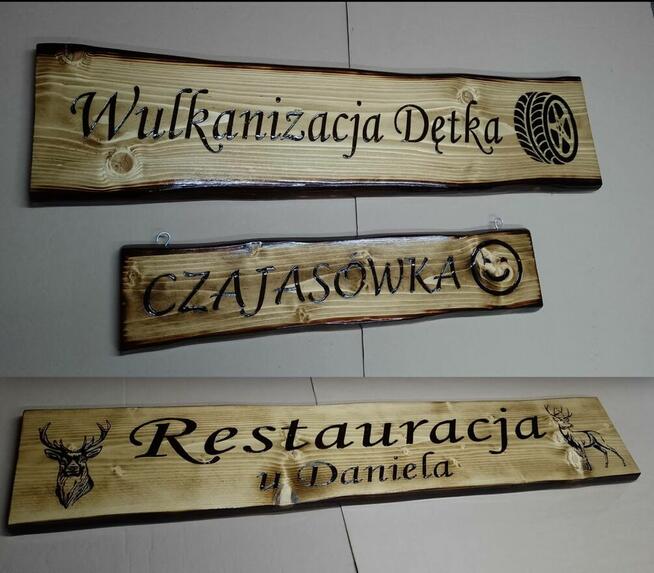 szyld drewniany deska z napisem na taras do domku z drewna