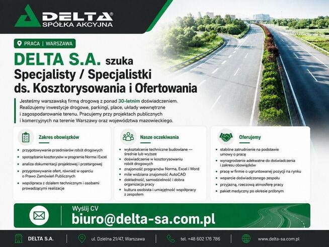 SPECJALISTA/KA DS. KOSZTORYSOWANIA I OFERTOWANIA