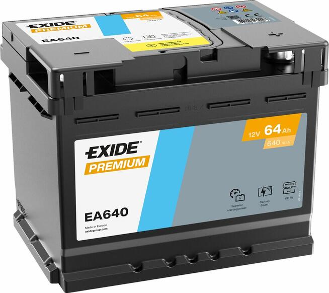 Akumulator 64Ah 640A EN Exide Premium EA640 PRAWY PLUS