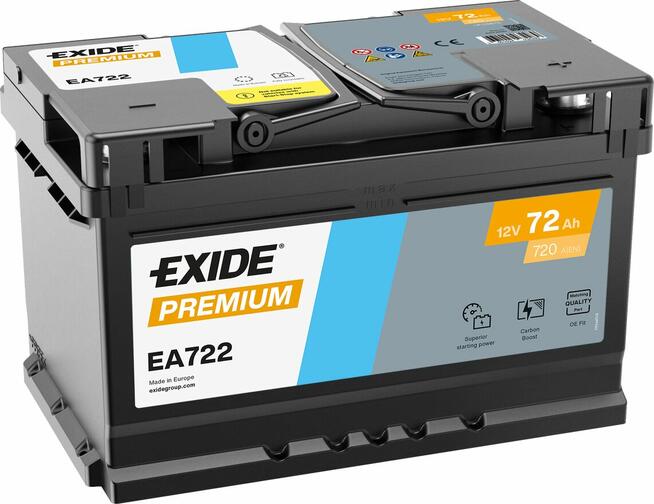 Akumulator 72Ah 720A Exide Premium EA722 PRAWY PLUS