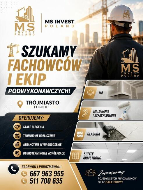 PRACA OD ZARAZ – ZATRUDNIMY FACHOWCÓW ORAZ EKIPY BUDOWLANE