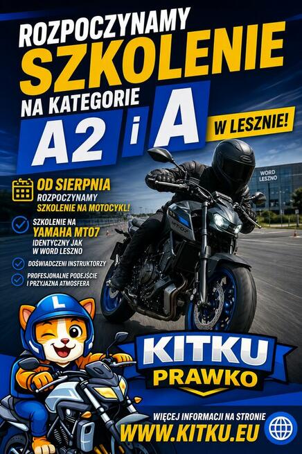 Kursy prawo jazdy kat. A2, A lub B w Lesznie