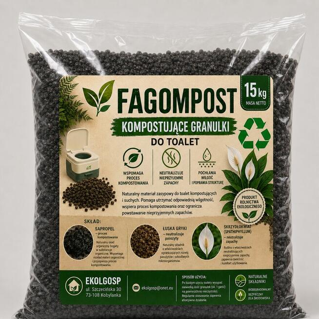 Fagompost granulat do toalet żwirek 15kg