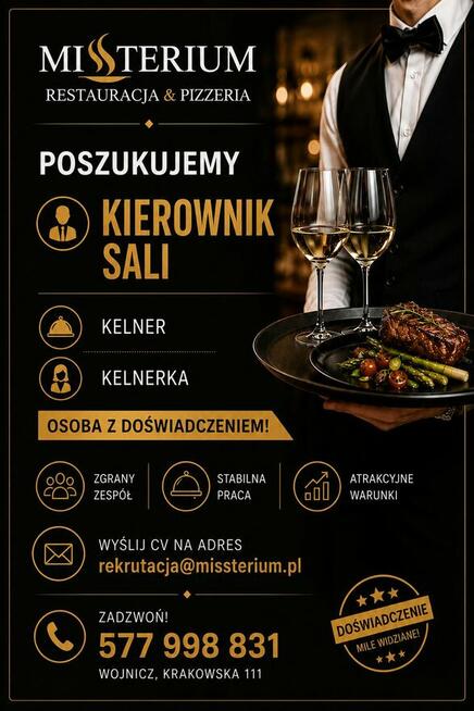 Kierownik sali Kelner Kelnerka