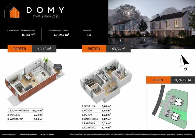 Dom 89,84 m²•Skajny Ogród ok. 252 m²•Osiedle zamknięte•