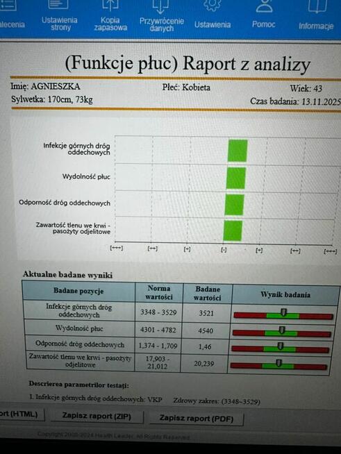 Analizator stanu zdrowia Biophilia quantum scan system
