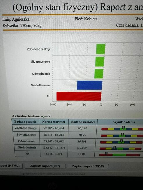 Analizator stanu zdrowia Biophilia quantum scan system