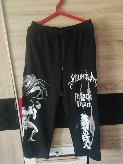 Spodnie dresowe czarne anime joggery Otaku manga hip hop Y2K