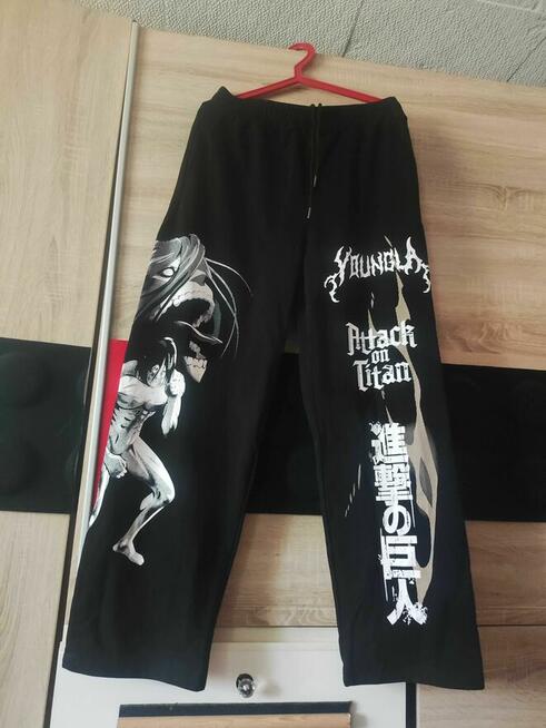 Spodnie dresowe czarne anime joggery Otaku manga hip hop Y2K