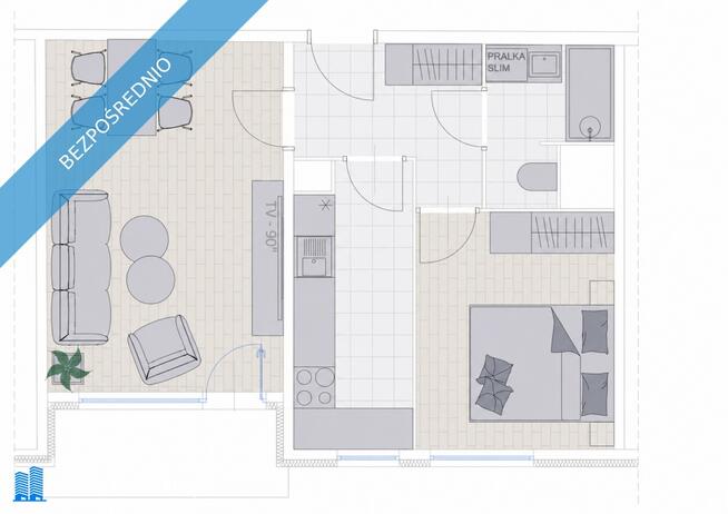 43,8 m² | 3 pokoje | loggia | Stegny | piętro 9 | widok po horyzont