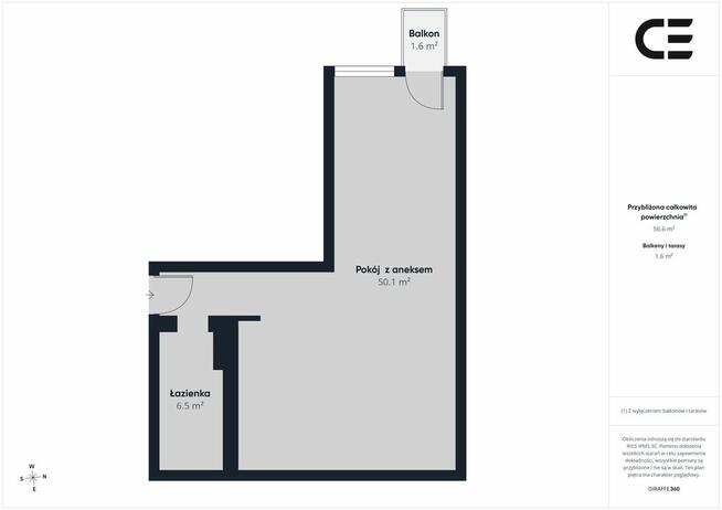 55 m² | Balkon | Wysokie sufity | Folwark