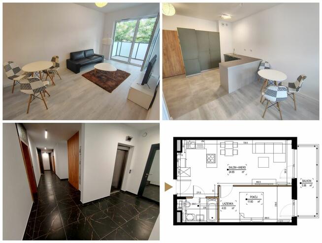 Apartament 40,5 m² pod klucz, I piętro, 2 pokoje z balkonem