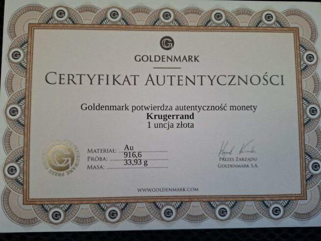 moneta Krugerrrand 1 uncja złoty 1974