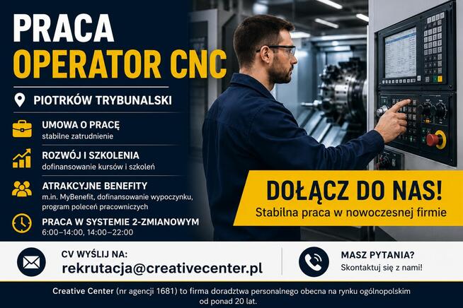 Operator CNC / Operator Obróbki Skrawaniem – Umowa o pracę |