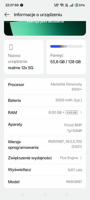 Realme 12x 5G | 6GB+6GB RAM / 128GB