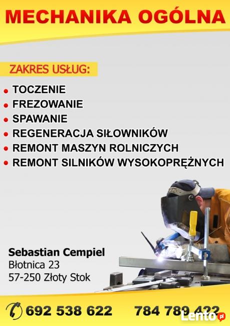 Obróbka mechaniczna metali, usługi spawalnicze.