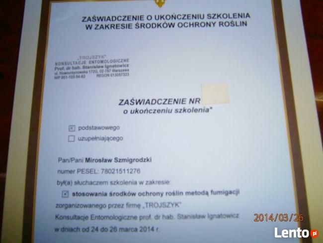 Zwalczamy:Komary;Muchy;Prusaki;Pluskwy;Osy;Szerszenie;Krety;