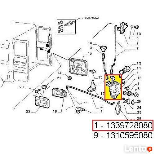 górny zamek drzwi bocznych przesuwnych tył FIAT DUCATO 94-06