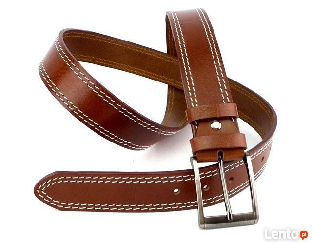 PASEK MĘSKI SKÓRZANY PRZESZYWANY KOLORY 4CM NOWOŚĆ