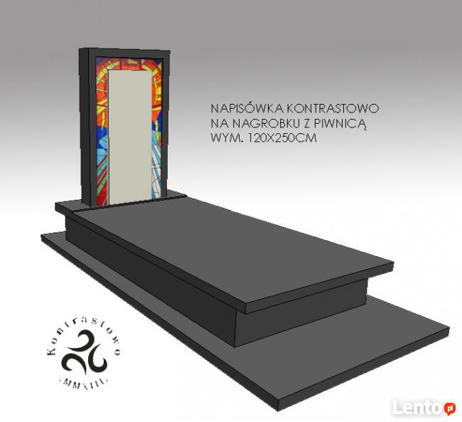 TABLICA NAPISOWA z witrażem, napisówka i witraż KONTRASTOWO