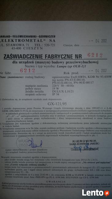 lampa olk 1/1  ognioszczelna