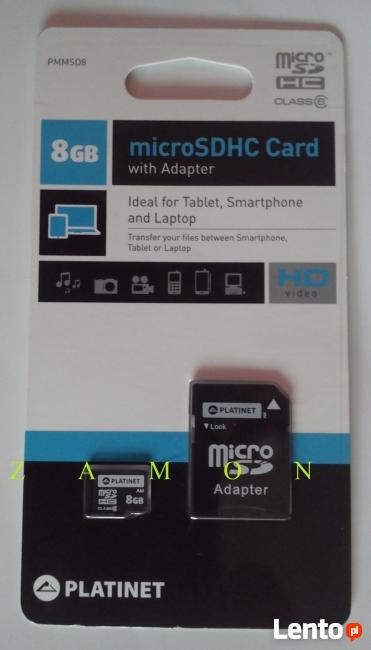 Karta micro SDHC Platinet 8 GB plus koszt dostawy
