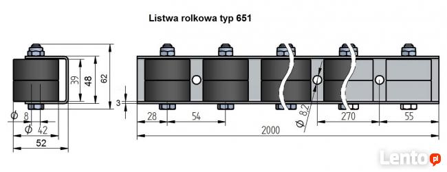Listwa rolkowa typ 651 do kombajnu porzeczek