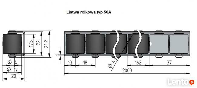 Listwa rolkowa typ 50A, najniższa na rynku tylko 20mm