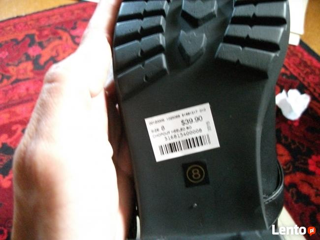 Czarne, nowe botki, sztyblety:wyciecia, sprzączki, nr.39