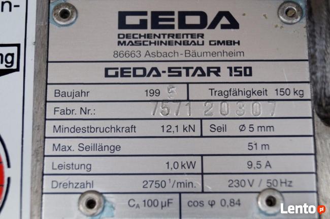 WYCIĄGARKA Wciągarka Linowa Rusztowanie WINDA GEDA STAR 150